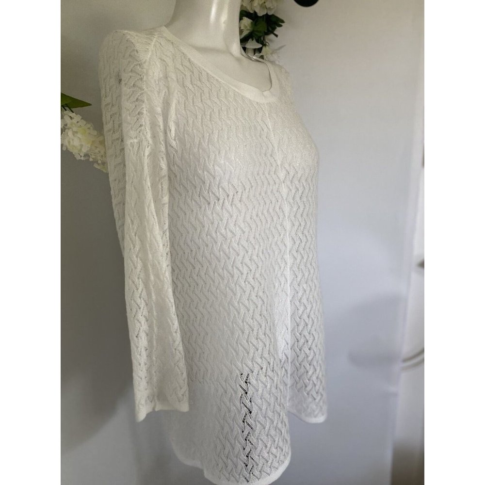 New With Tags Andrea Jovine White Lightweight Tunic Sweater Long Sleeves Sz XL - Picture 12 of 12